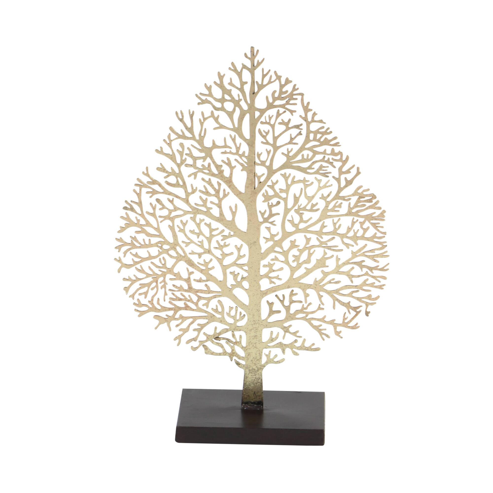 16" Gold Metal Traditional Nature Sculpture